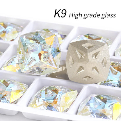 Acmore Crystal Cushion Shape Star Meteorite Series 12 /18mm K9 Glass Pointback Crystal Stones Rhinestones Jewelry Making Garment