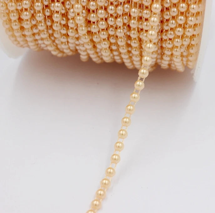 Acmore Crystal  4mm Craft Imitation Pearl Beads Cotton Line Chain for DIY Wedding Party Decoration Party Jewelry Findings Accessories