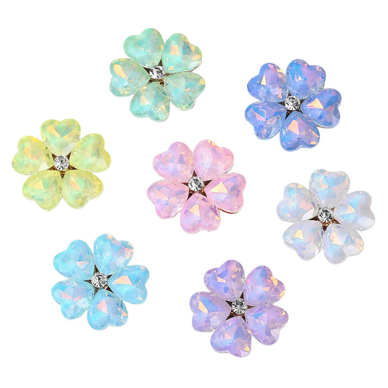 Acmore Crystal Wholesale Fancy Rhinestones Point Back Stone Heart Alloy Flower Glue on Fancy Rhinestones Decoration Jewelry Clothing