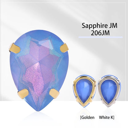 Acmore Crystal Aurora Mocha Pointback Drop Shaped Crystal Stone Rhinestone With Copper Hollow Claw Sew on Garment DIY Accessories