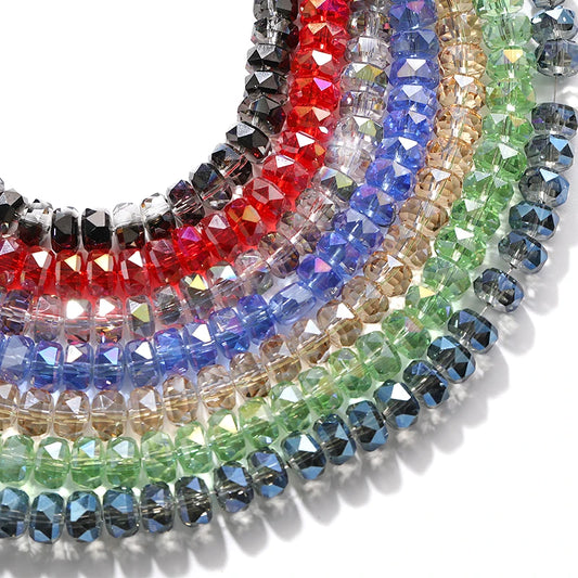 Acmore Crystal  12 Colors Bright  Loose  Glass Crafts Wheel Faceted Crystal Beads Jewelry  Finding Accessories for Necklace Earring