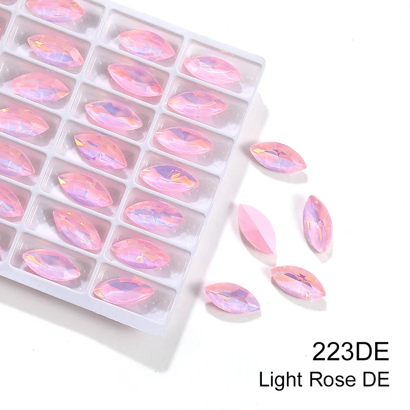 Xihcuan Wholesale Navette Shape Point Back Class Opal Mocha DE Rhinestones Glue on Clothes Fashion DIY Nail Art