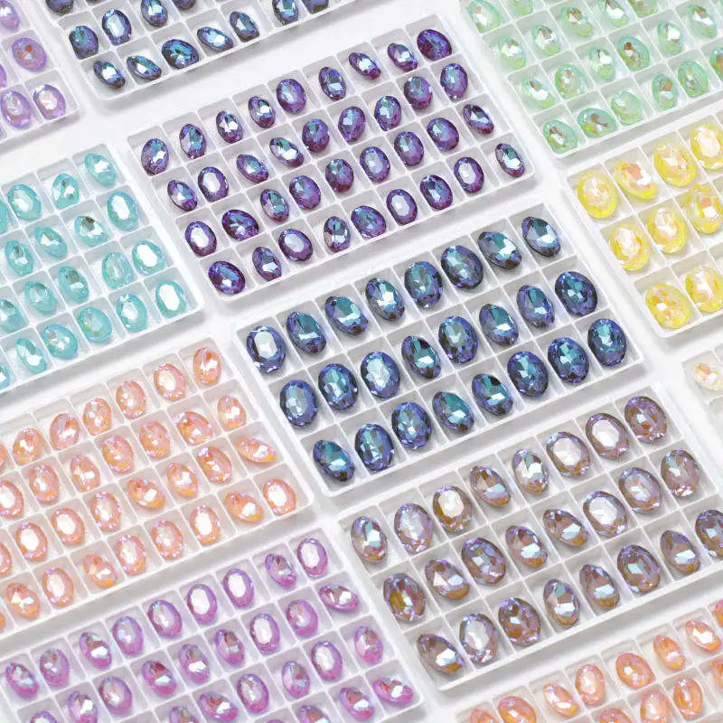 Acmore Crystal K9 Fancy Stone Rhinestones  MI MK LS Series Oval Point Back Shapes Glass Crystal Stone Women Clothes Shoes Bags