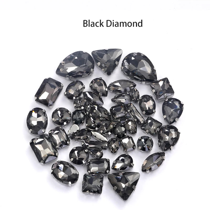 Acmore Crystal Mixed Shapes 22 Colors Four-point Stainless Steel Claw Loose Sew on Crystal Stone Glass DIY Rhinestone With Claw Setting