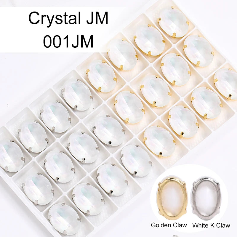 Acmore Crystal Oval Shaped Aurora Mocha K9 Glass Rhinestone With Golden Copper Hollow Claw Sewing on Clothes Garment DIY Accessories