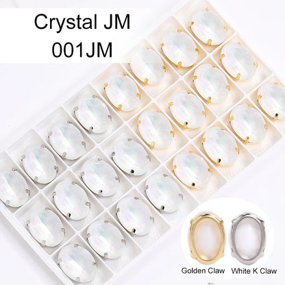 Acmore Crystal Oval Auroa Mocha Rhinestone With Hollow Claw K9 Glass Pointback Rhinestone for Clothing