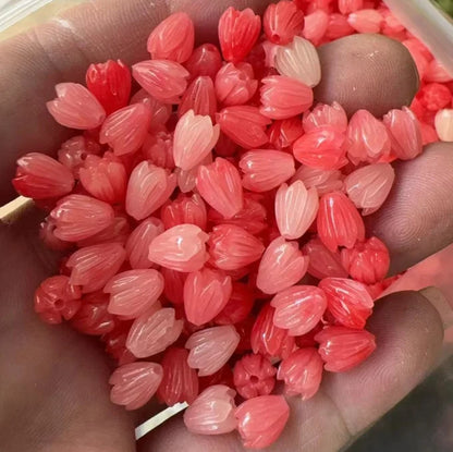 Acmore Crystal 9*6mm Hawaii Resin Jasmine Flower Beads for Jewelry Making Lavender Lilac Pikake Flower Acrylic Charms