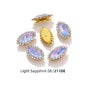 Acmore Crystal New Arrival Double-layers Navette Shape Flat Back Claw Rhinestones Golden Sunflower Sew-on Crystal Glass for Clothing