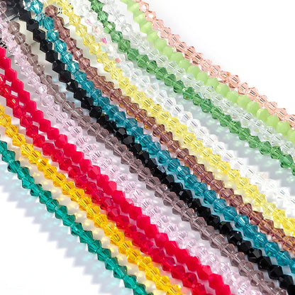Acmore Crystal 4mm 21 Colors Bicone Shaped Crystal Stone Wholesale Loose Necklace Bracelet Earring Through Hole Glass Rhinestone Beads