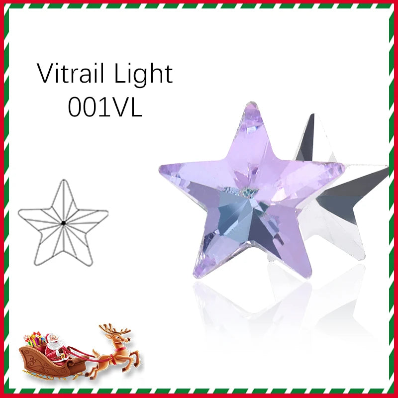 Acmore Crystal Christmas Series Star Shaped Crystal Stone Pointback Rhinestones Glass Nail Art Supplies Jewelry Decoration Diy Strass