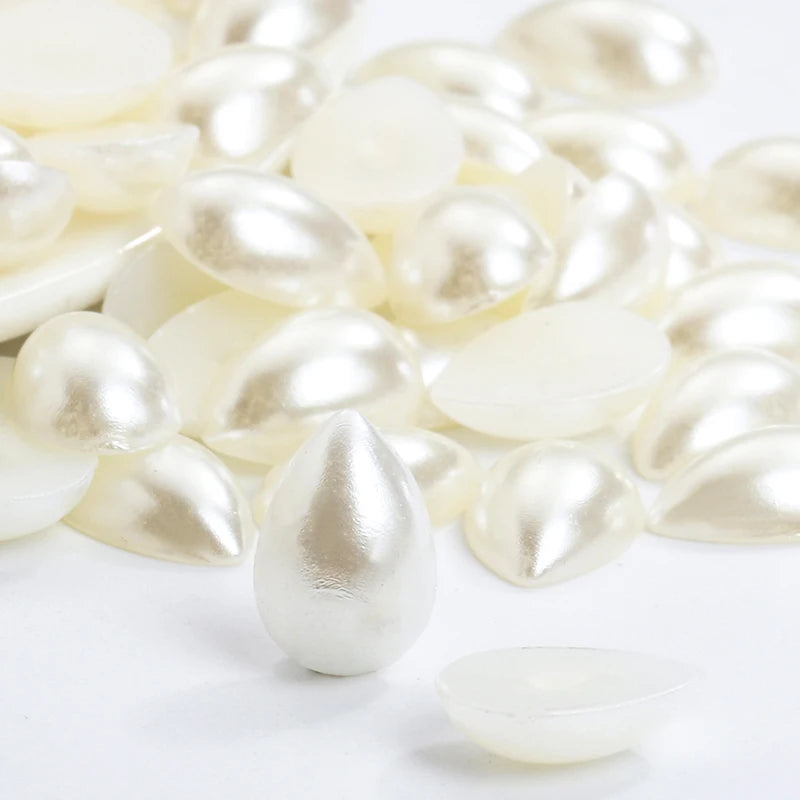 Acmore Crystal Drop Shaped Wholesale in Bulk Loose Pearling Flatback Semicircle Pearls Beads for Nail Art DIY Decor Garment Bags Shoes