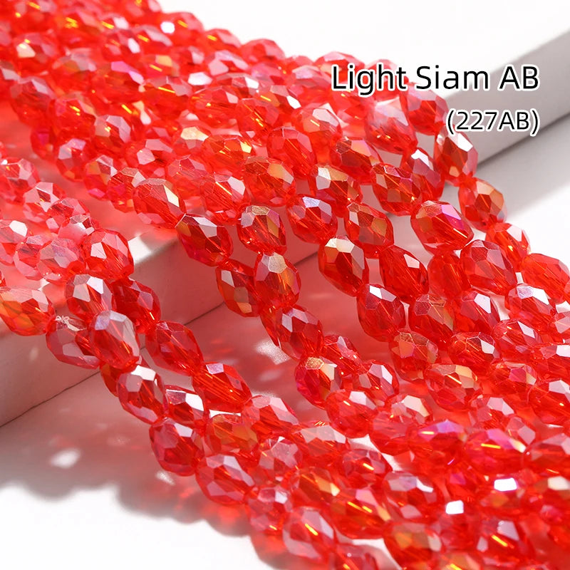 Acmore Crystal  6*8MM Water Drop Loose Stone Glass Crafts Waist Faceted  Crystal Beads Jewelry Finding Accessories for Necklace Earring