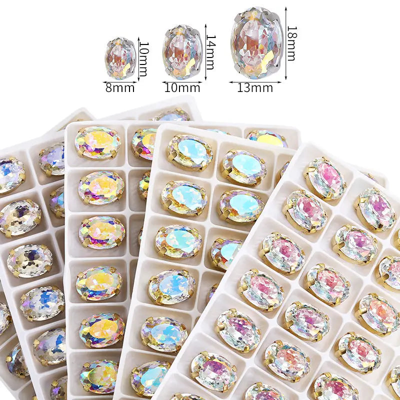 Acmore Crystal High Quality Oval Shape Nest Face Glass Stone  Claw Rhinestone for Jewelry Making  Accessories