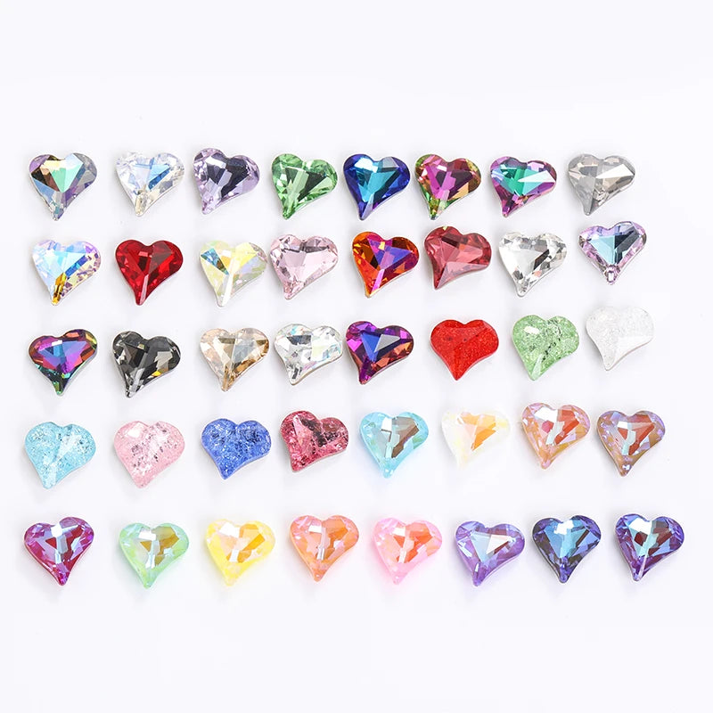 Acmore Crystal Sweet Heart Fancy Shaped Pointback K9 Glass Rhinestones Crystal Stones Crafts for Jewelry Making Garment Decoration