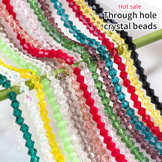 Acmore Crystal 4mm 21 Colors Bicone Shaped Crystal Stone Wholesale Loose Necklace Bracelet Earring Through Hole Glass Rhinestone Beads