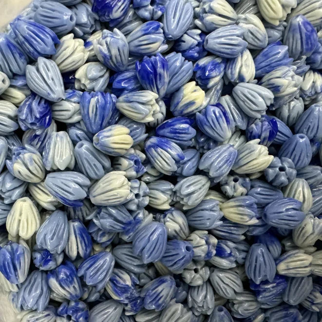 Acmore Crystal 9*6mm Hawaii Resin Jasmine Flower Beads for Jewelry Making Lavender Lilac Pikake Flower Acrylic Charms