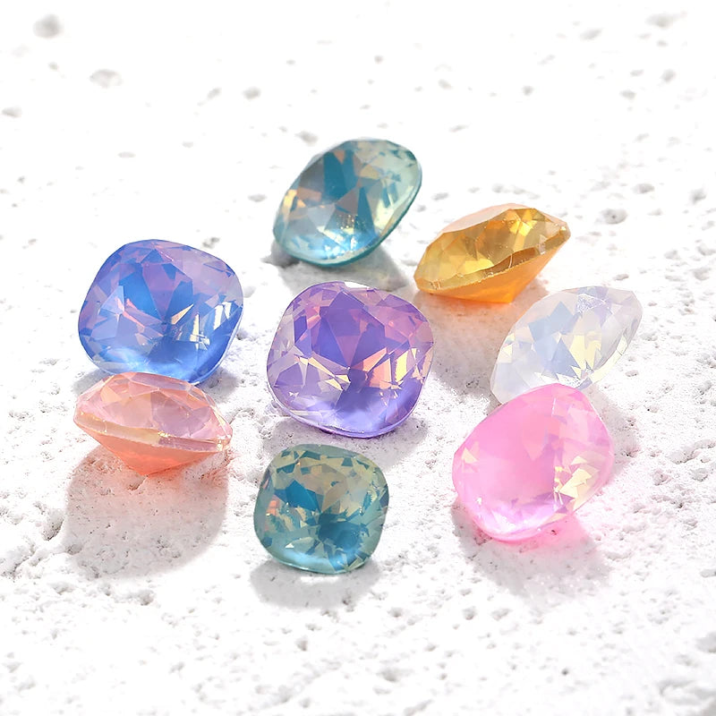 Acmore Crystal High Quality Cushion Shape Protein Mocha Series 8mm/10mm Pointback Crystal Stones Rhinestones for Jewelry Making Garment