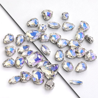 Acmore Crystal Moonlight Mixed Shapes Sew on Rhinestone With Silver Claw Setting DIY for Festival Decoration Accessories