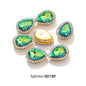 Acmore Crystal New Arrival Double-layers Drop Shape Flat Back Claw Rhinestones Golden Sunflower Sew-on Crystal Glass for Clothing