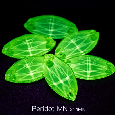 Hot Selling MN Neon Glow Crystal Sew on Rhinestones Navette Gemstones for Dancing Dress