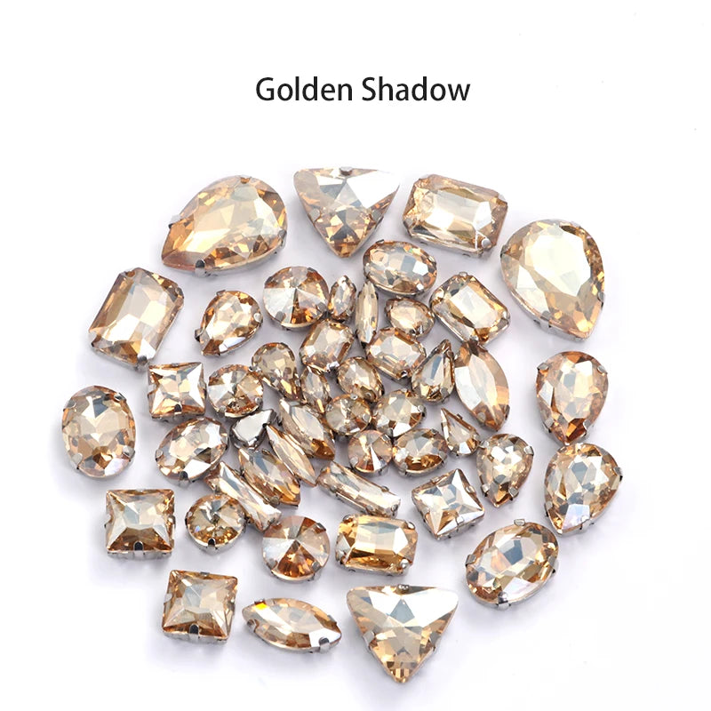 Acmore Crystal Mixed Shapes 22 Colors Four-point Stainless Steel Claw Loose Sew on Crystal Stone Glass DIY Rhinestone With Claw Setting