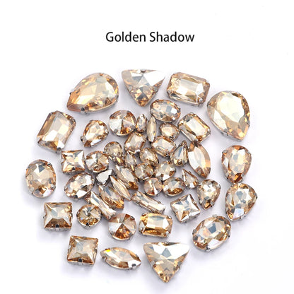Acmore Crystal Mixed Shapes 22 Colors Four-point Stainless Steel Claw Loose Sew on Crystal Stone Glass DIY Rhinestone With Claw Setting