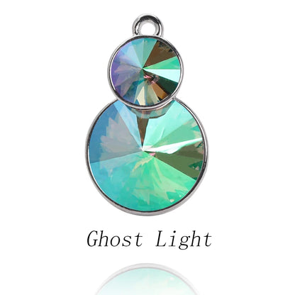 Acmore Crystal Double Rivoli Shaped Fancy Shiny 16 Colors Crystal Stones K9 Glass Alloy Back Pendant Necklace for DIY Earring Charms