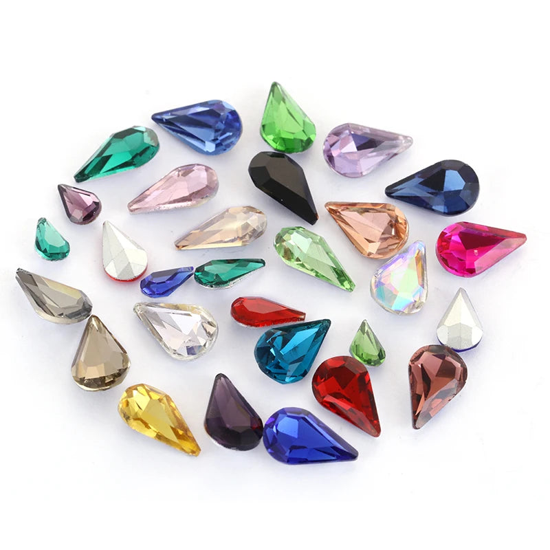 Teardrop Shape Point Back Glass Crystal Fancy Stone Diamond for Garment Loose Beads Factory Direct Glass Crystal Diamond Stone
