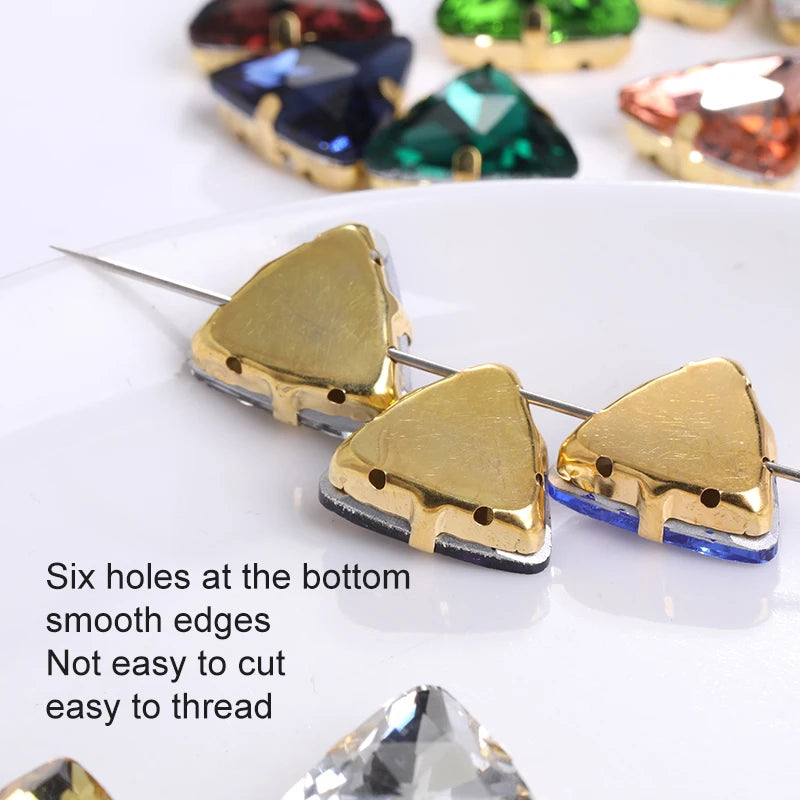 Acmore Crystal  New Fashion Apparel Wedding Shoes Diy Accessories Hand - Sew-on Diamond Triangle Glass Claw Rhinestones Jewelry