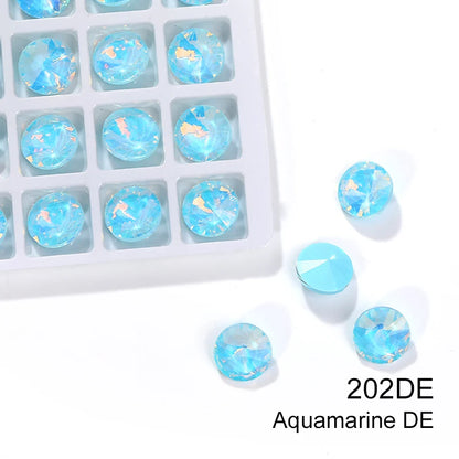 Acmore Crystal High Quality Opal Mocha DE Point Back Rivoli Shape Colorful Rhinestones Glass Crystal DIY Clothes Design