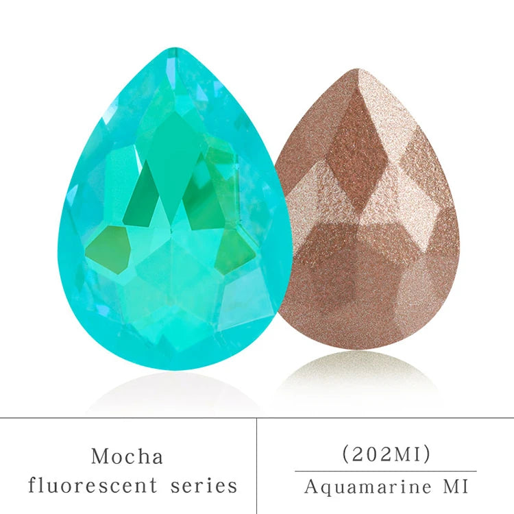 Colorful Drop Rhinestone Sewing Mocha Fluorescent Drop Crystal Stones for Clothes Jewelry Making Garment Decoration Rhinestones