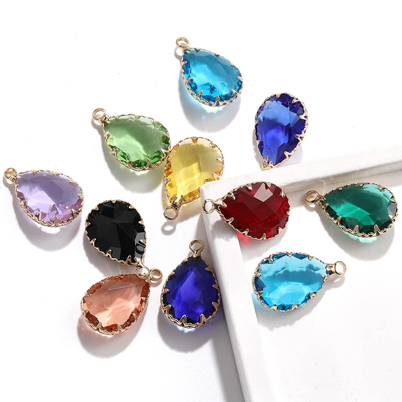 Acmore Crystal 13*18MM  Water Drop Transparent Crystal Glass Pendant with Claw Inlaid Rhinestone Pendant Accessories for Earrings & Necklace