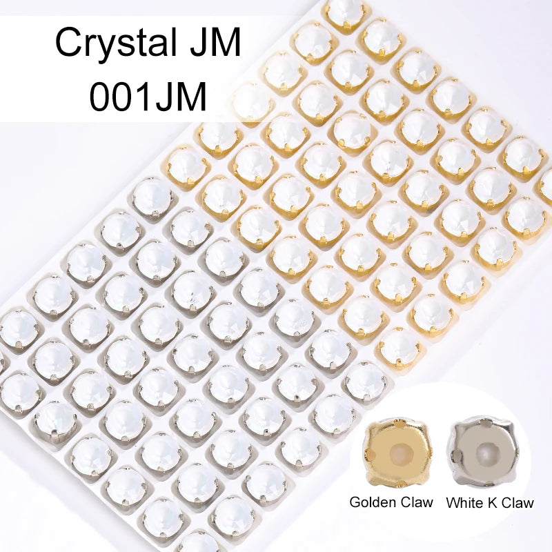 Acmore Crystal Xirius Round Aurora Mocha Crystal Stone Strass With Hollow Copper Claw Setting DIY Accessories Sew on Garment Rhinestone