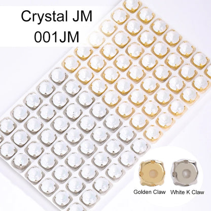 Acmore Crystal Xirius Round Aurora Mocha Crystal Stone Strass With Hollow Copper Claw Setting DIY Accessories Sew on Garment Rhinestone