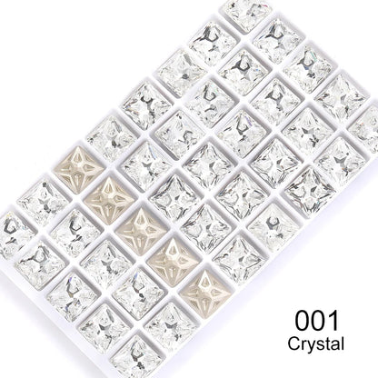 Acmore Crystal Square Shape Star Meteorite Series 12 /18mm K9 Glass Pointback Crystal Stones Rhinestones for Jewelry Making Garment