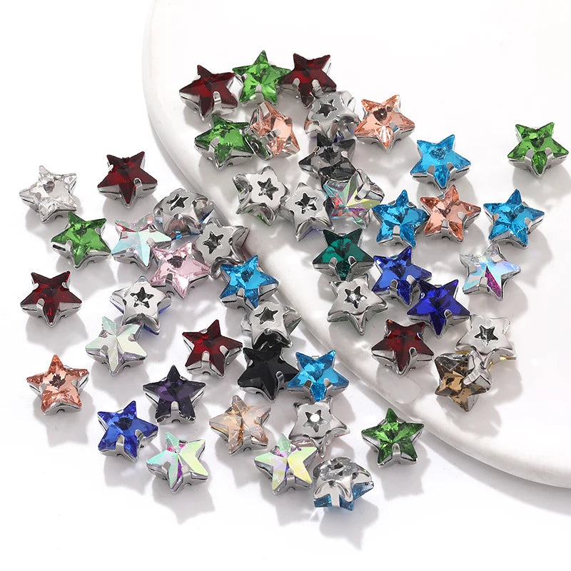 Hot Selling Acmore Crystal 10mm Star Pointback Glass Claw Drill Shiny Rhinestones Charms DIY Accessories for Dress & Clothing
