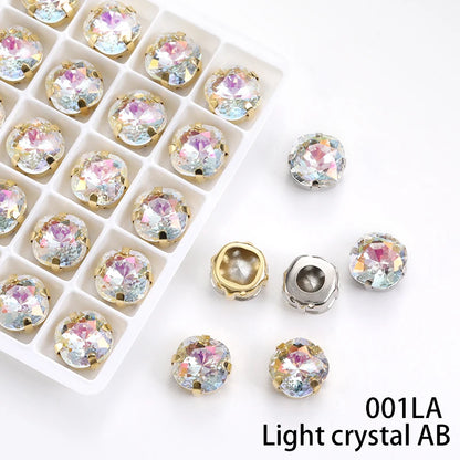 Acmore Crystal High Quality Cushion Shape Crystal Glass Sew on Copper Claw Rhinestones for Clothes Bags Sewing Accessories