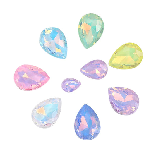 Acmore Crystal Wholesale Piont Back Crystals Rhinestones Drop Shape Bling Loose Strass Nail Art Garment Decoration