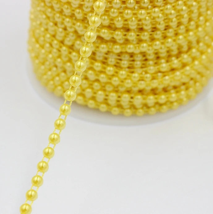 Acmore Crystal  4mm Craft Imitation Pearl Beads Cotton Line Chain for DIY Wedding Party Decoration Party Jewelry Findings Accessories