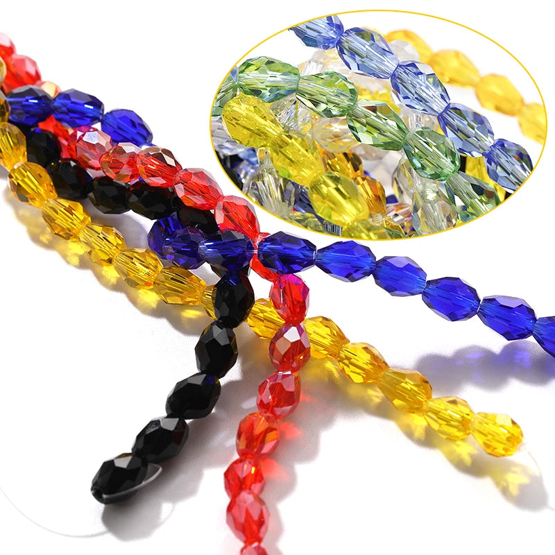 Acmore Crystal  6*8MM Water Drop Loose Stone Glass Crafts Waist Faceted  Crystal Beads Jewelry Finding Accessories for Necklace Earring