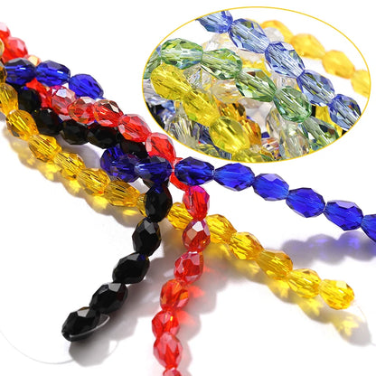 Acmore Crystal  6*8MM Water Drop Loose Stone Glass Crafts Waist Faceted  Crystal Beads Jewelry Finding Accessories for Necklace Earring