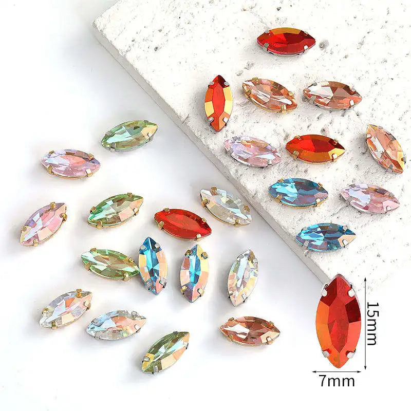 Acmore Crystal High Quality Navette Horse Eye  LA Series  Crystal Glass Claw Rhinestone for  Sewing  Accessories