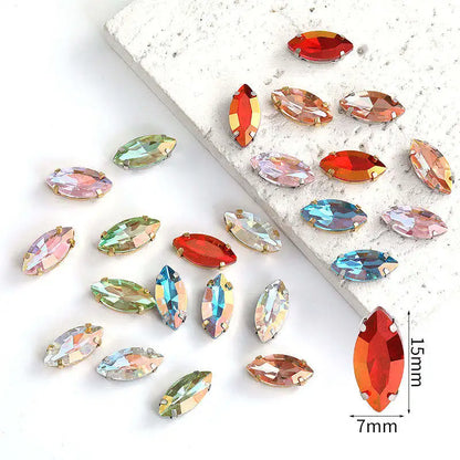 Acmore Crystal High Quality Navette Horse Eye  LA Series  Crystal Glass Claw Rhinestone for  Sewing  Accessories