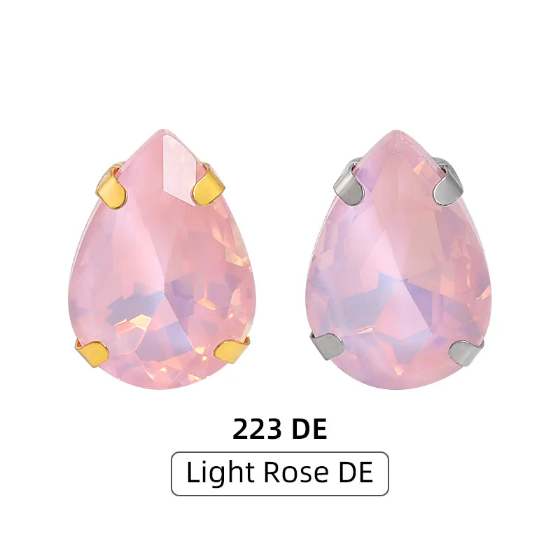 Acmore Crystal High Quality Colors Faceted Glass Stones Drop Claws Flatback Rhinestone Jewelry Art Garment Accessories