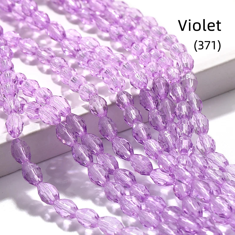 Acmore Crystal Popular  6*8MM Olive-shaped Crystal Beads for Clothing Making Best  DIY Accessories for Door & Curtain Decoration