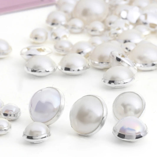 Acmore Crystal Newest Round Shape Stainless Steel Clawless Edging Flat Back Decoration Wholesale in Bulk Pearl DIY Sew Accessories
