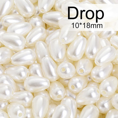 Acmore Crystal Oval Drop Shaped ABS Pearling Loose Pearls Beads DIY for Necklace Earring Bracelet Hair Clips Accessories Garment