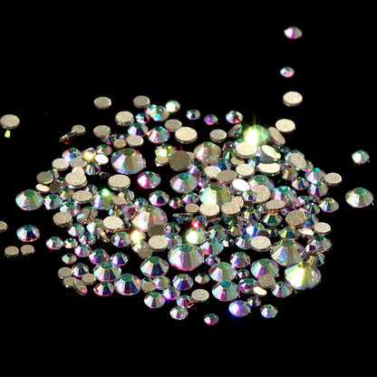 Acmore Crystal Gold Flat Back Round 40 Colors SS3-SS20 Mixed 3d Crystal ab Press on Nail Art Supplies Rhinestone Accessories