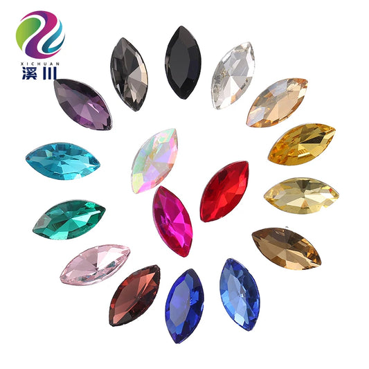 Wholesale Fashion Ab Crystal Glass Repair Rhinestone Crystal Ab Sewing Rhinestone Horse Eye Sewn on Gemstone