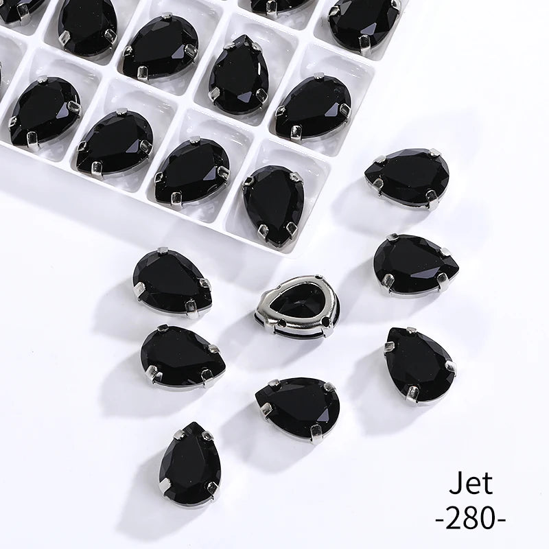 Acmore Crystal Crystals Rhinestone With Claw Strass Gems Sew on Rhinestone Drop Shape Crystal Fancy Stone With Claw for Garment